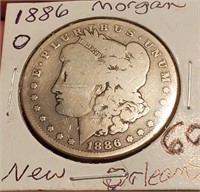 1886 O Morgan US Silver Dollar New Orleans