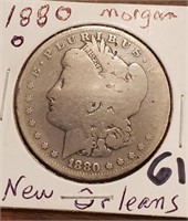 1880 O Morgan US Silver Dollar New Orleans