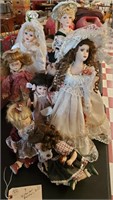 7 vintage victorian porcelain dolls