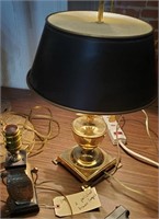 2 vintage polished brass lamps. 1 quite heavy.