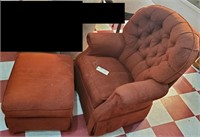 nice maroon lazyboy chair and ottoman