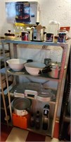All on shelf, crockpot, molds, mixing bowls etc