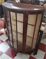 Antique English Oak bow front china cabinet