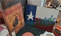 Texas flag bluebonnet painting +barrel racing ad