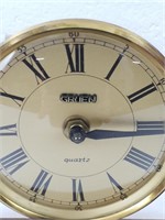 Horloge de bureau vintage en bois/verre Gruen -