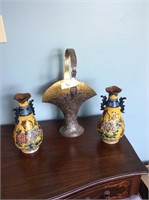 Ornate Metal Basket/ Vases