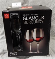 BOX OF 4 LUXION GLAMOUR BURGUNDY GOBLETS - $30 RET