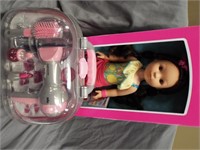 DOLL, MAKE-UP & ACCESSORY SET - $48 RETAIL VALUE