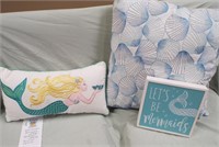 MERMAID PILLOW, PICTURE/SHELL PILLOW - RETAIL $50.