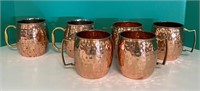 6 copper mule mugs w/brass handles