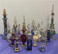 18 Miniature Glass Perfume Bottles