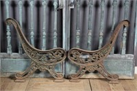 Good Pair of Ornate Cast Iron Bench Ends