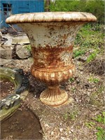 Monumental 60" Cast Iron Campana Form Garden Urn