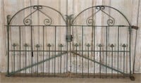 Pair Wrought Iron Trefoil Theme Garden Gates