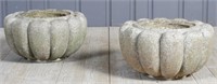 Asian Inspired Melon Form Stone Garden Planters