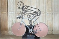 Found Objects Figural Cyclist Garden Sculpture