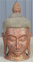 Large Scale Carved Timber Buddha Portrait