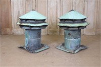 2 Salvaged Verdigris Copper Barn Cowls or Vents