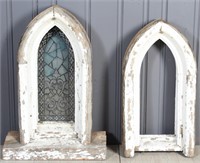 Pair of Salvaged Gothic Peak Windows