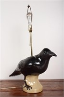 Figural Raven Lamp. Glazed ceramic