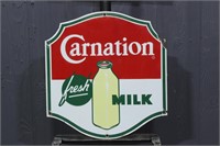 Carnation Fresh Milk Porcelain Advertising Sign