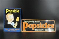 2 Everybody Likes Popsicles Porcelain Adv Signs