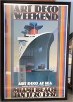 Framed Miami Beach Art Deco Poster 1997