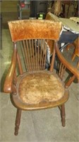 SPINDLE SIDE CHAIR W/ORIGINAL UPHOLSTERY