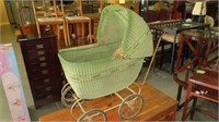 ANTIQUE WICKER BABY CARRIAGE
