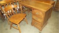 ATKINS SOLID WOOD KNEE HOLE DESK W/CHAIR