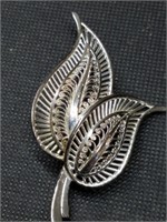 Sterling Silver Leaf Brooch Germany 5.1grams