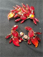 Vintage Brooch & Clip on Earring Set