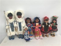 Lot of 7 International Plastic Dolls