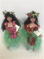Lot of 2 Milestone Porcelain Hawaiian Dolls