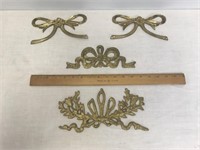 Lot of 4 Brass Wall Accent Pieces