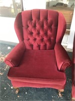 Burgundy Velour Highback Chair