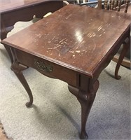 Wood Side Table w/ Metal Handle