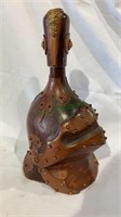 Knight armor liquor decanter bottle, Green glass