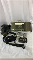3 cameras and one case, Polaroid land camera