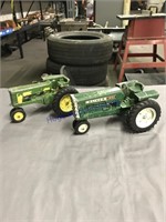 Oliver and JD toy tractors