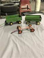 toy trailer, barg box, and wheels on axel