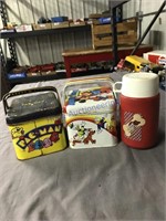 2 tin lunch boxes, pound puppy thermos