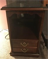 WOOD NIGHTSTAND WITH GLASS TOP