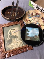 wood serving trays, jesus picture, round picture