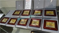 LOT,9X 3.5"x3" GOLD ART PICTURES W/ WOOD FRAMES