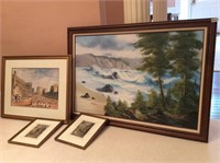 4 pieces of framed art