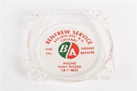 B/A(GREEN/RED) DEALER ADVERTISING GLASS ASHTRAY