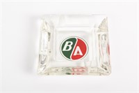 B/A (GREEN/RED) DEALER ADVERTISING GLASS ASHTRAY