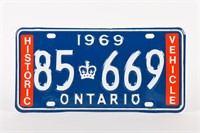 1969 ONTARIO SST HISTORIC VEHICLE PLATE / NOS
