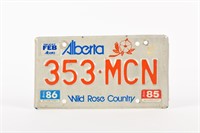 1985 ALBERTA S/S METAL EMBOSSED LICENSE PLATE